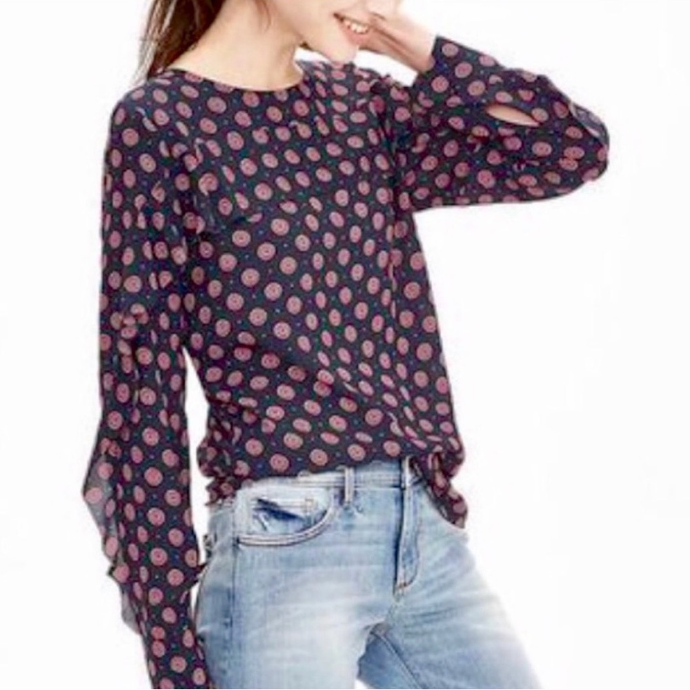 Banana Republic Geom Design Ruffle Top Size Large Petite